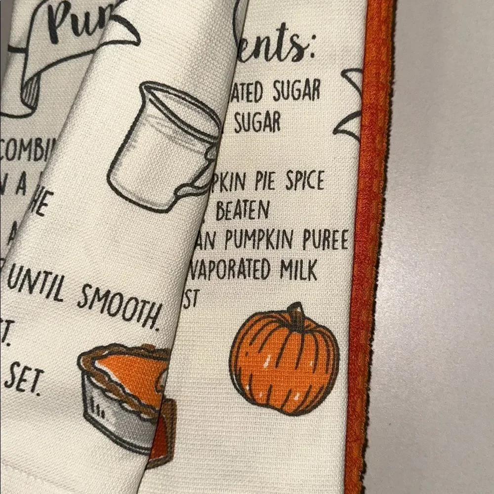 DC Ivory Orange Cotton Blend Fall Gigi’s Pumpkin Pie Recipe Kitchen Towels